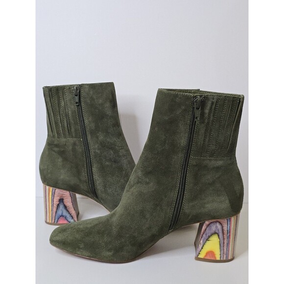 Charlotte Stone Olive Ankle Boots - Picture 4 of 13